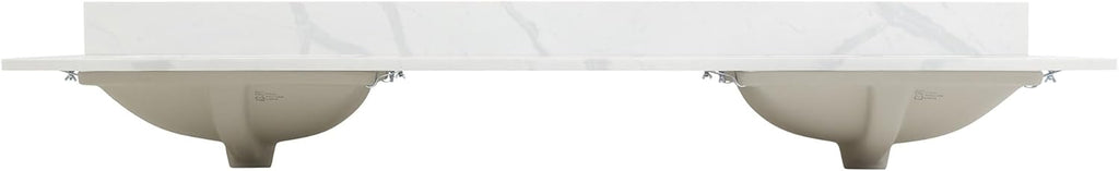 72" Quartz Stone Vanity Top in Calacatta White with White Sink