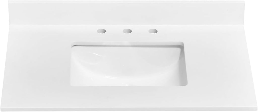 Pure White Quartz Vanity Top 36 x 22 with Sink