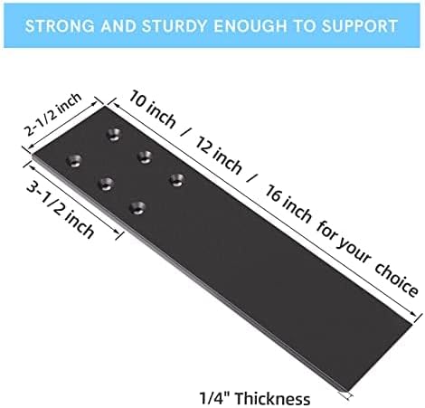 10 Inch Countertop Support Bracket, 3 Pack Solid Iron Heavy Duty Hidden Flat Floating Shelf Brackets, Top Mount Knee Wall Support Mantel Bracket Hardware for Wood Granite Quartz Countertop