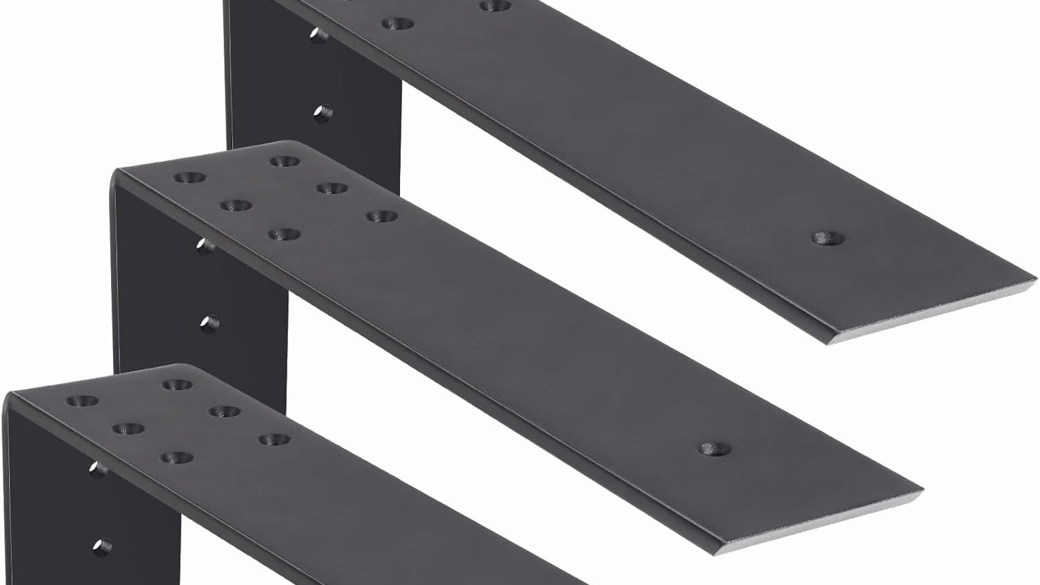 12 Inch Countertop Support Bracket, 3 Pack Solid Iron Steel Heavy Duty Hidden Floating L Shelf Brackets, Shelving Support Metal Hardware for Mantel Granite Countertop