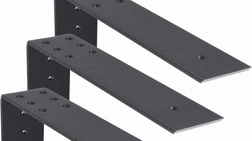 12 Inch Countertop Support Bracket, 3 Pack Solid Iron Steel Heavy Duty Hidden Floating L Shelf Brackets, Shelving Support Metal Hardware for Mantel Granite Countertop