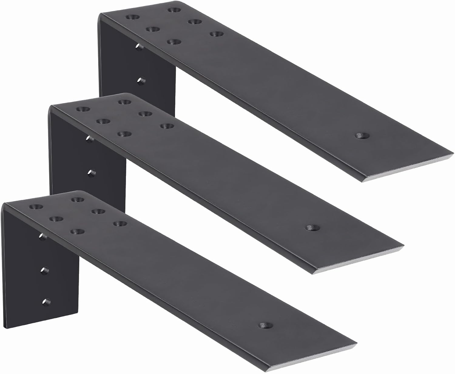 10 Inch Countertop Support Bracket, 3 Pack Solid Iron Heavy Duty Hidden Flat Floating Shelf Brackets, Top Mount Knee Wall Support Mantel Bracket Hardware for Wood Granite Quartz Countertop