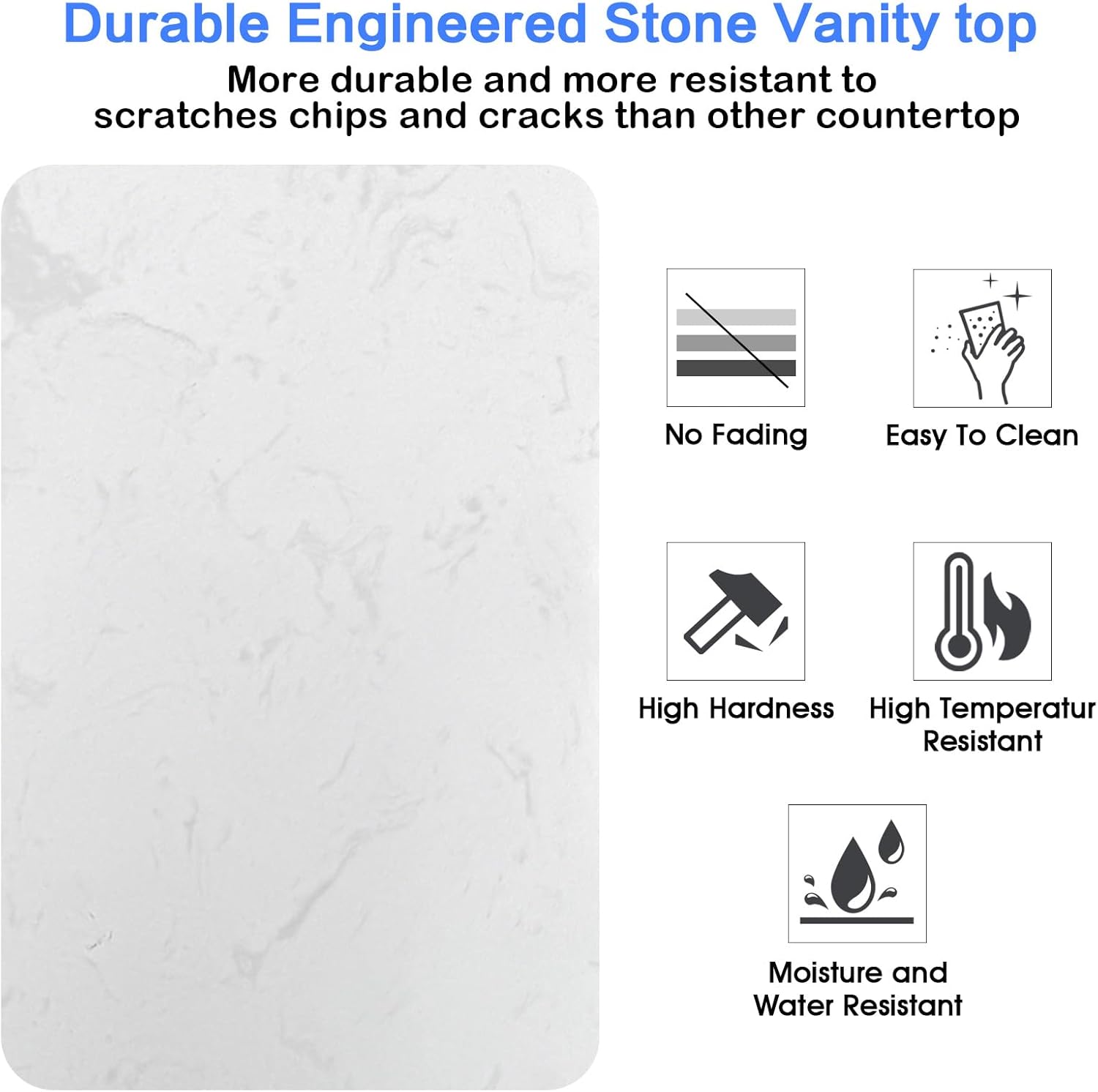Engineered Stone 48 Inch Vanity Sink Top 