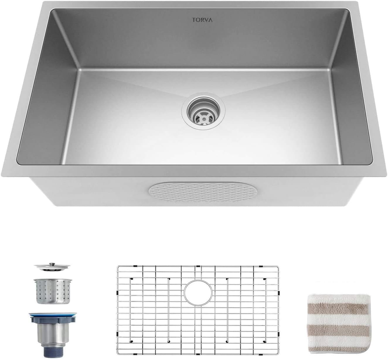Undermount Kitchen Sink, Premium 304 Stainless Steel Bar Sink - 10 Inches Deep Basin Single Bowl Sink