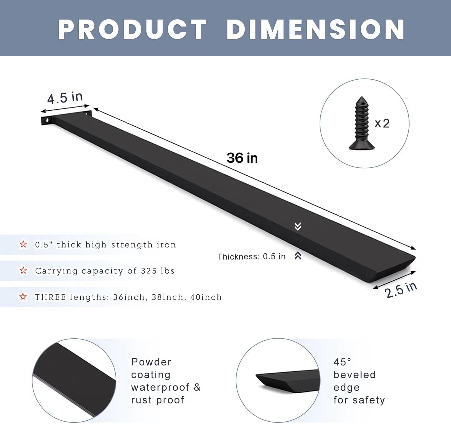 Hidden Island Countertop Support Bracket 2 Pack Black 36 Inch Heavy Duty Granite Countertop Bracket Iron Island Support Brackets for Granite Quartz Wood