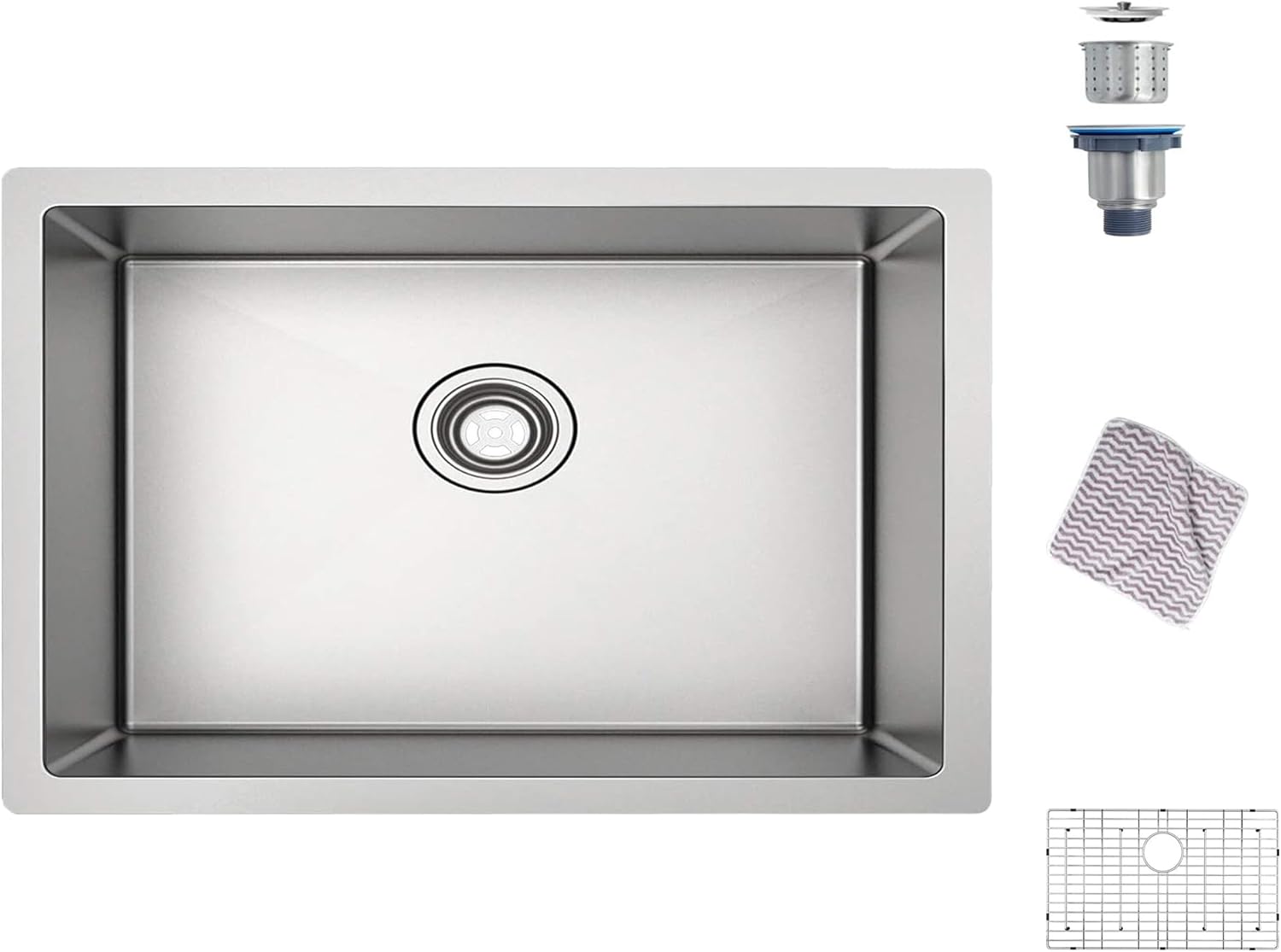 Undermount Kitchen Sink, Premium 304 Stainless Steel Bar Sink - 10 Inches Deep Basin Single Bowl Sink