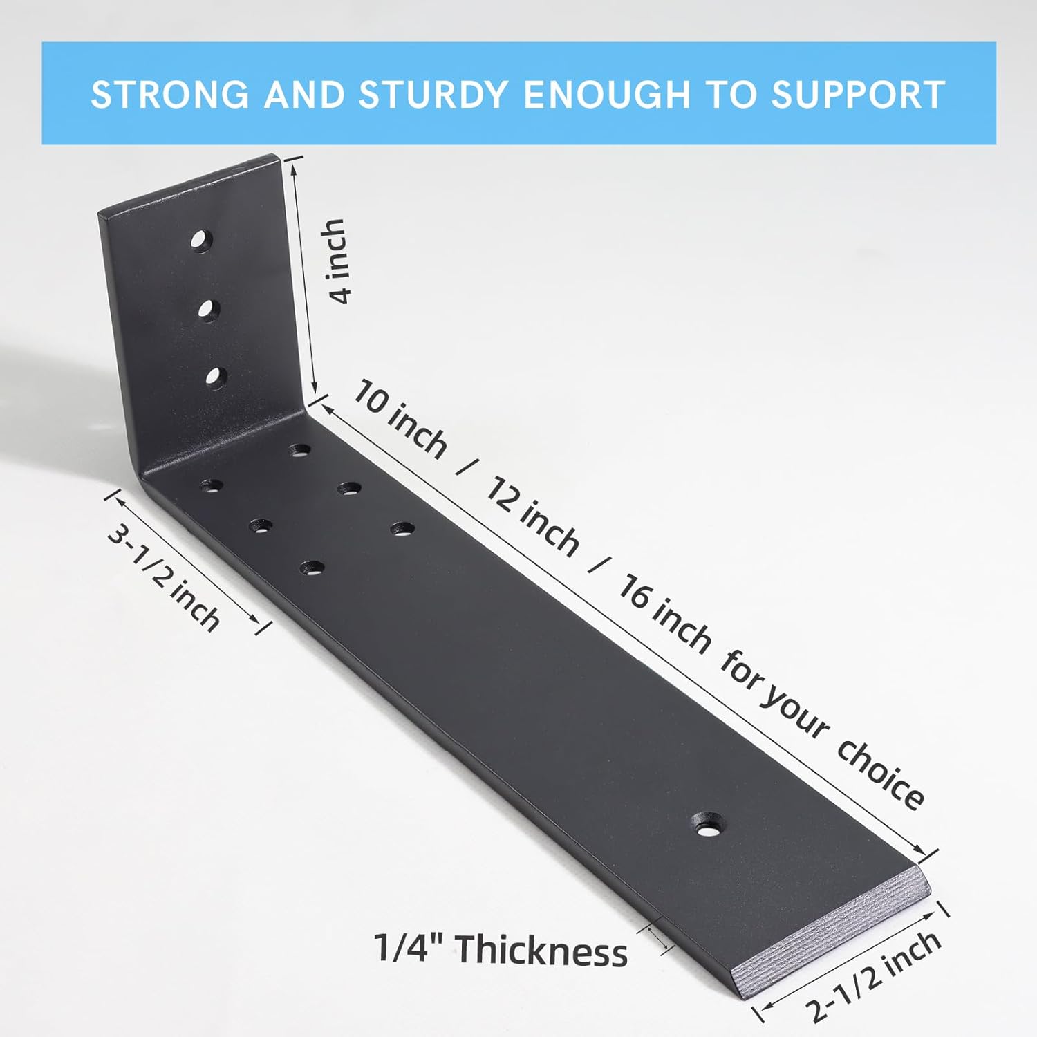 12 Inch Countertop Support Bracket, 3 Pack Solid Iron Steel Heavy Duty Hidden Floating L Shelf Brackets, Shelving Support Metal Hardware for Mantel Granite Countertop