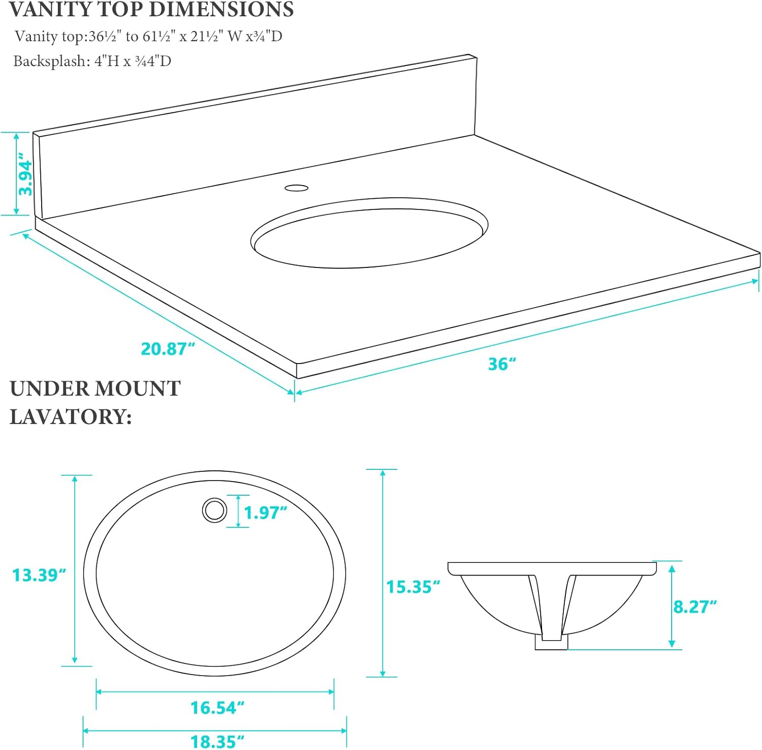 Engineered stone vanity top with round sink
