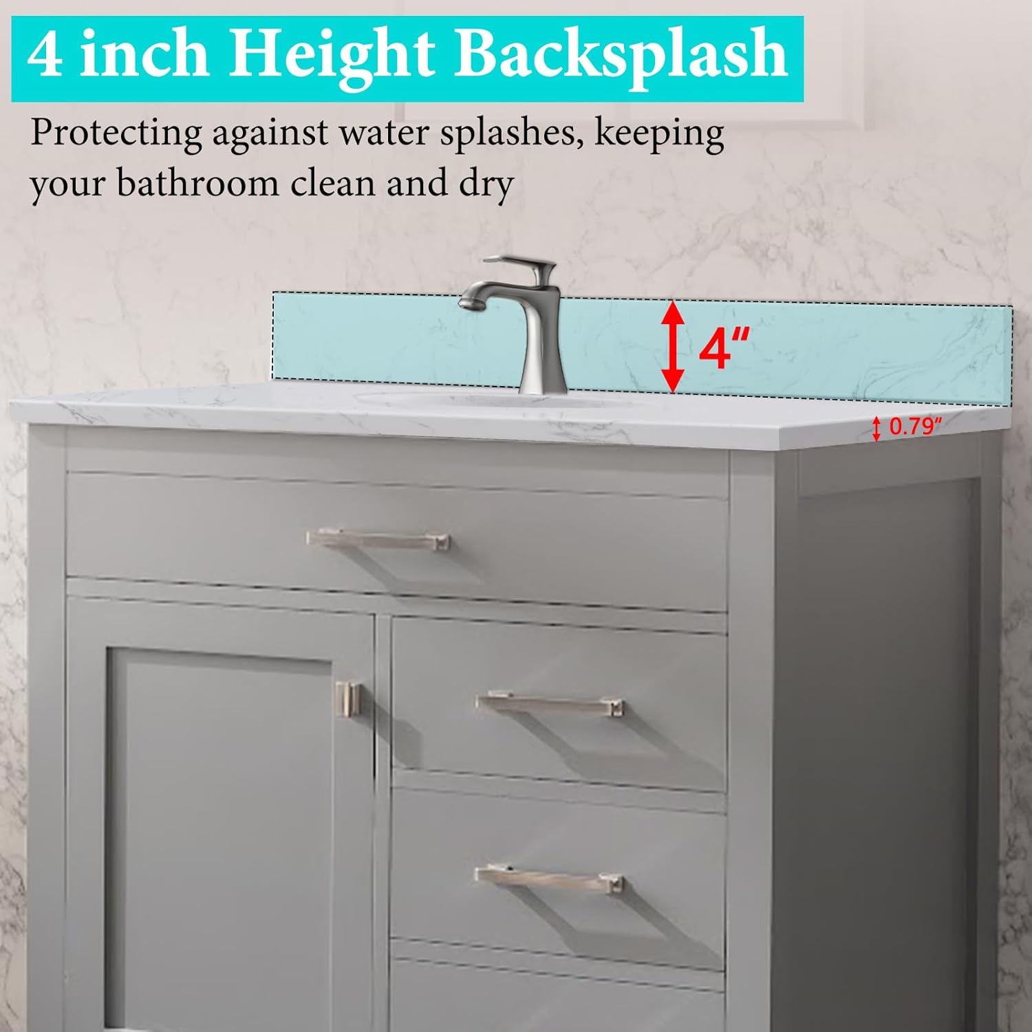 Engineered stone vanity top with round sink