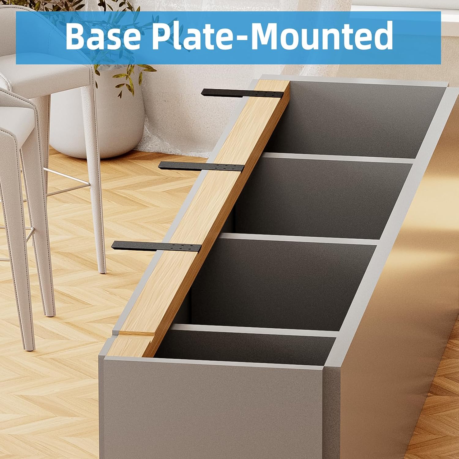 10 Inch Countertop Support Bracket, 3 Pack Solid Iron Heavy Duty Hidden Flat Floating Shelf Brackets, Top Mount Knee Wall Support Mantel Bracket Hardware for Wood Granite Quartz Countertop