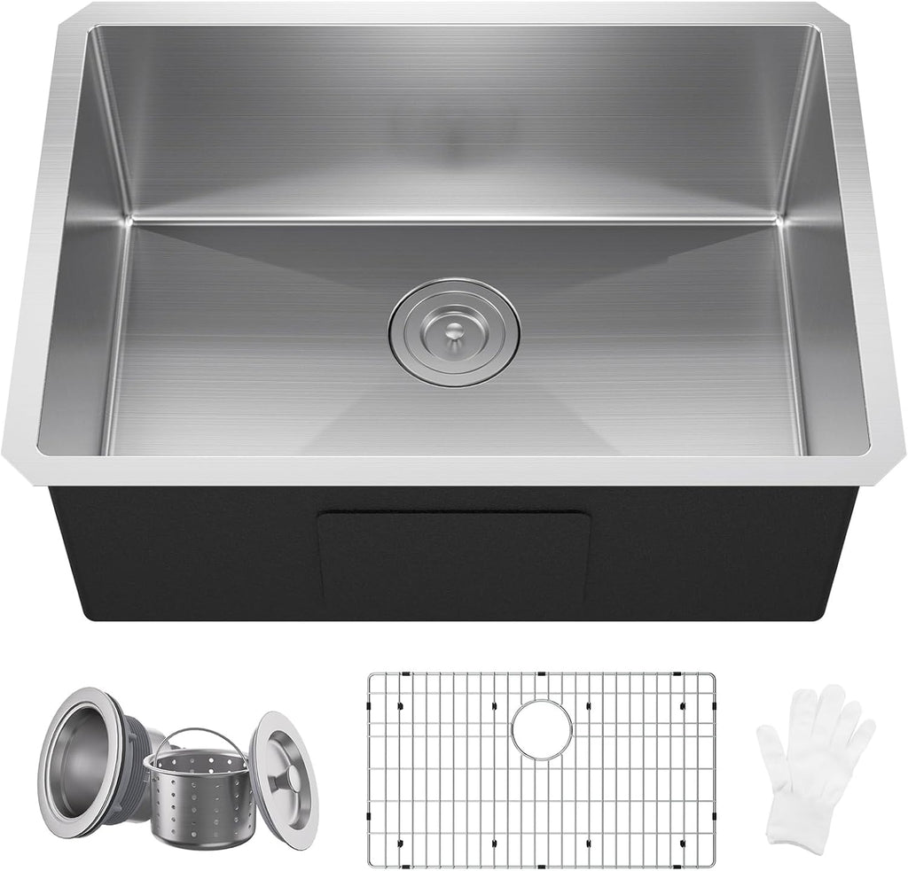 32x18 Undermount Kitchen Sink, Premium 18 Gauge Stainless Steel Handmade Modern Kitchen Sink