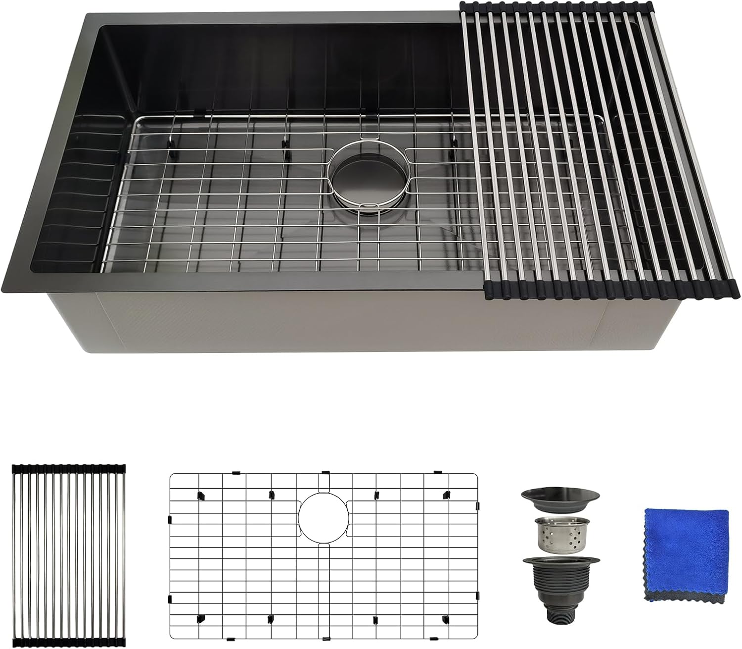 30 Inch Undermount Kitchen Sink - 18 Gauge Stainless Steel Single Bowl Kitchen Sinks 30"x18"x9" Handmade Design with Brushed, Includes Drain Kit (No Additional Accessories)