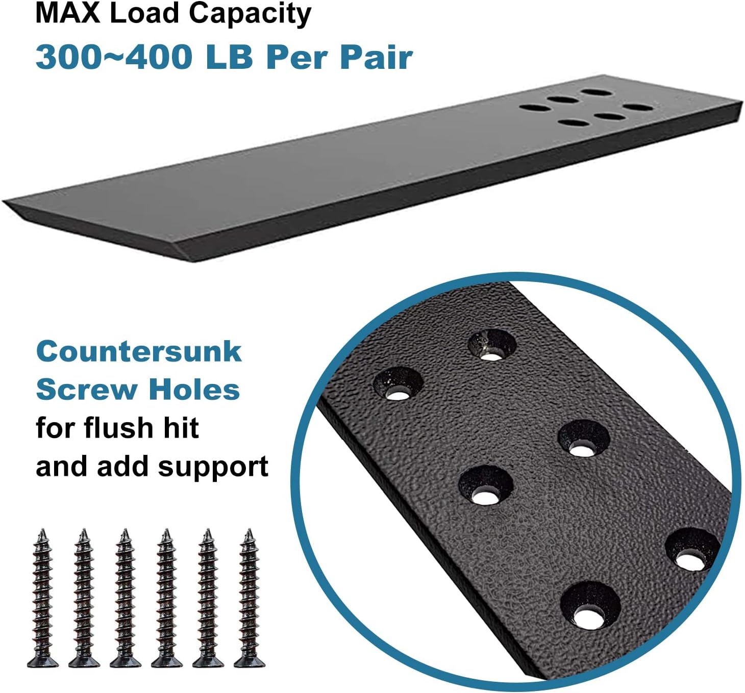 Countertop Support Bracket 4 Pack 12" Lx 2.5" W Hidden Black Knee Wall Support Countertop Bracket 3/8" Thick Heavy Duty for Quartz/Granite/Wood/Concret Countertops Screws Included