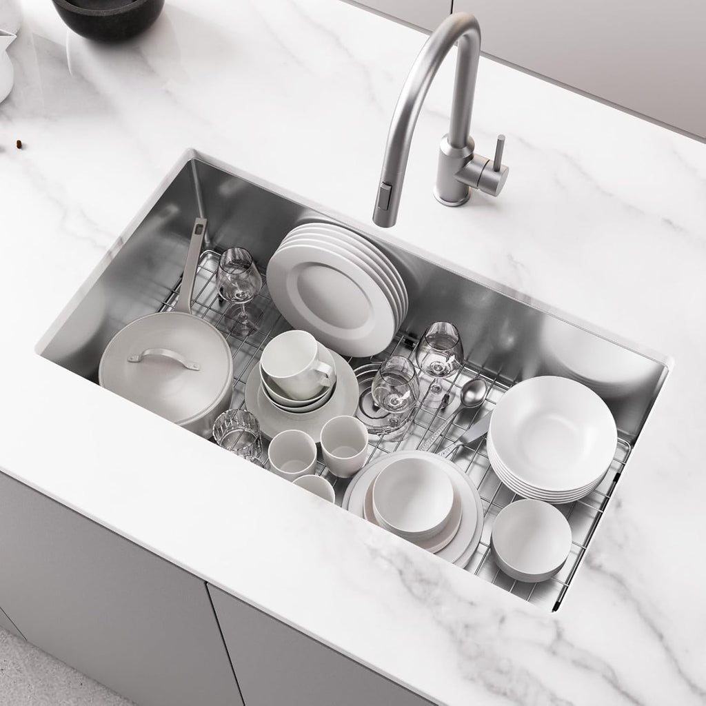 32x18 Undermount Kitchen Sink, Premium 18 Gauge Stainless Steel Handmade Modern Kitchen Sink