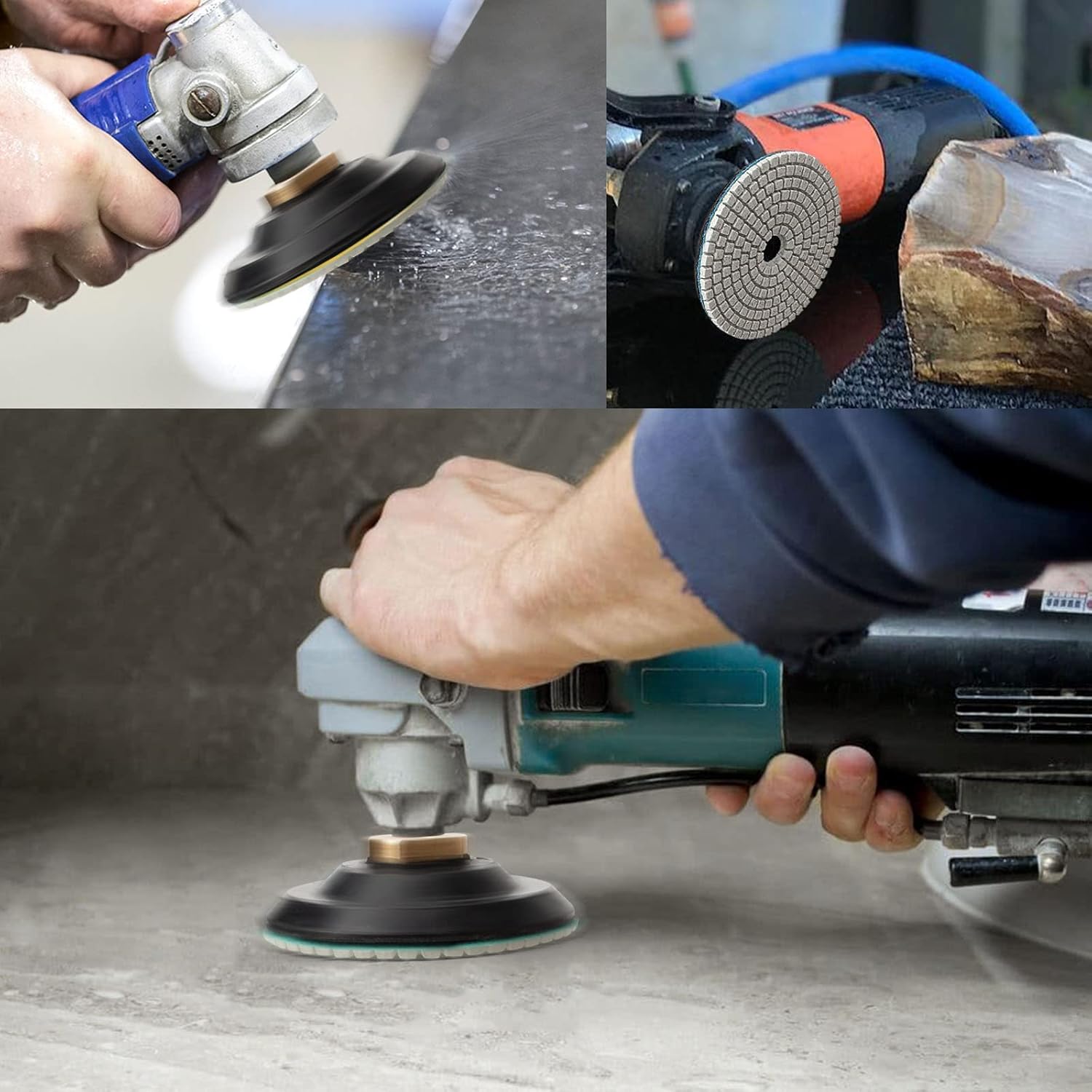 4 Inch Diamond Polishing Pads / Dry Polish Pad Kit for Drill Grinder Polisher 50-8000 Grit Pads for Quartz Countertops