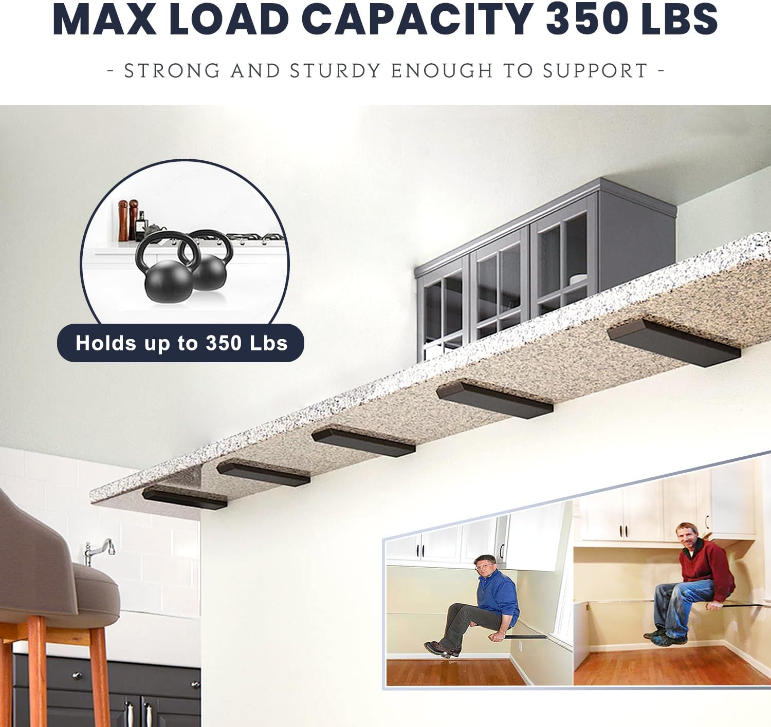 Hidden Island Countertop Support Bracket 2 Pack Black 36 Inch Heavy Duty Granite Countertop Bracket Iron Island Support Brackets for Granite Quartz Wood