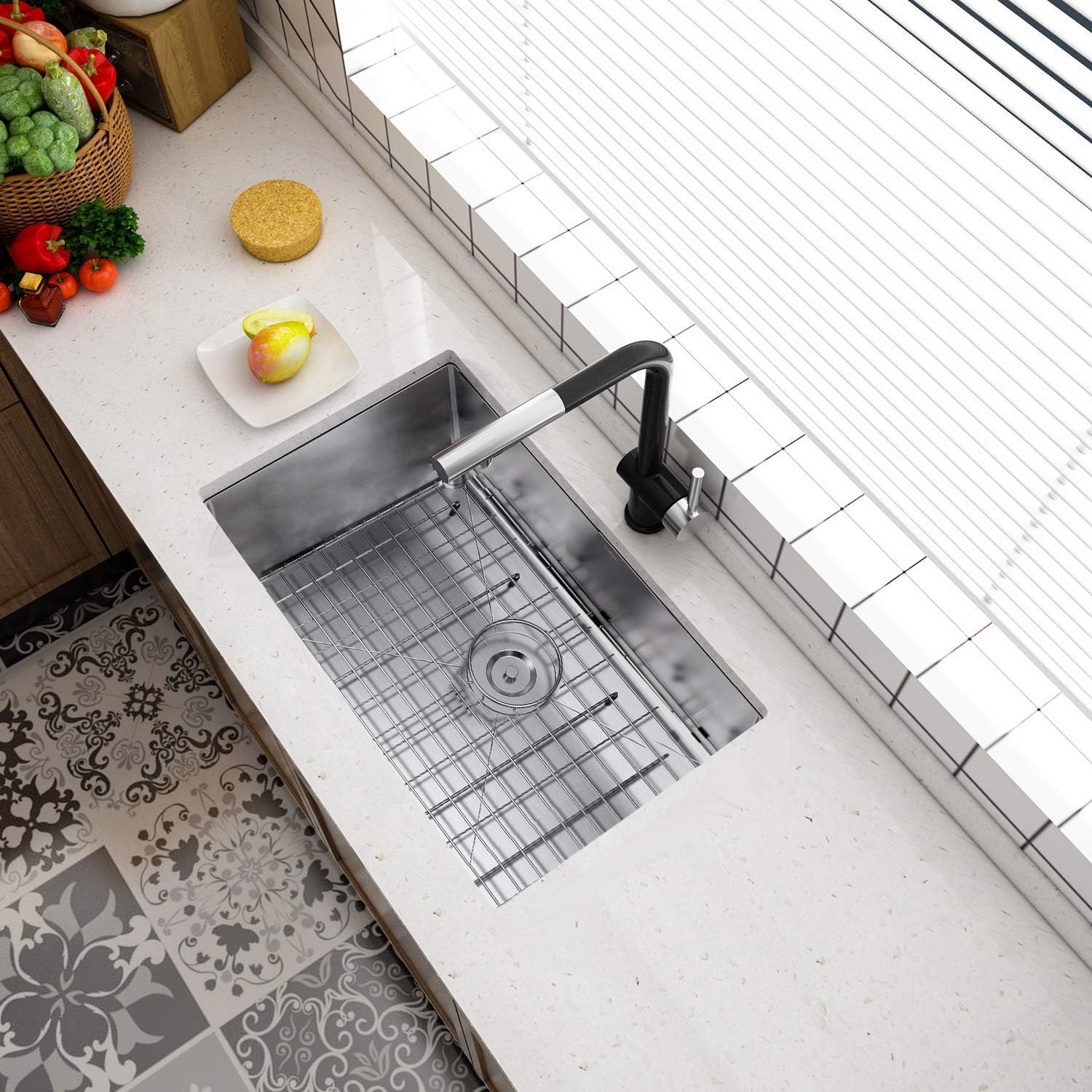 Undermount Kitchen Sink, Premium 304 Stainless Steel Bar Sink - 10 Inches Deep Basin Single Bowl Sink