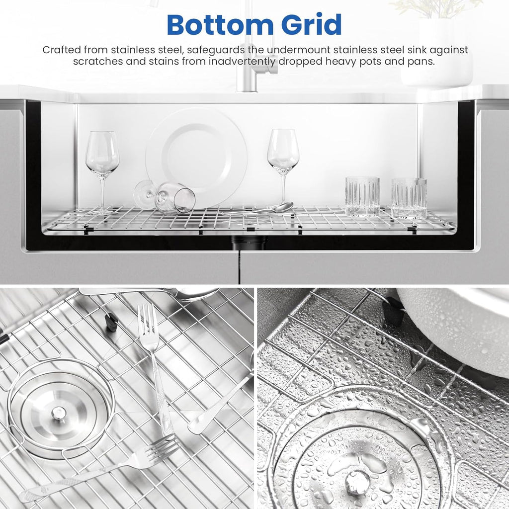 32x18 Undermount Kitchen Sink, Premium 18 Gauge Stainless Steel Handmade Modern Kitchen Sink