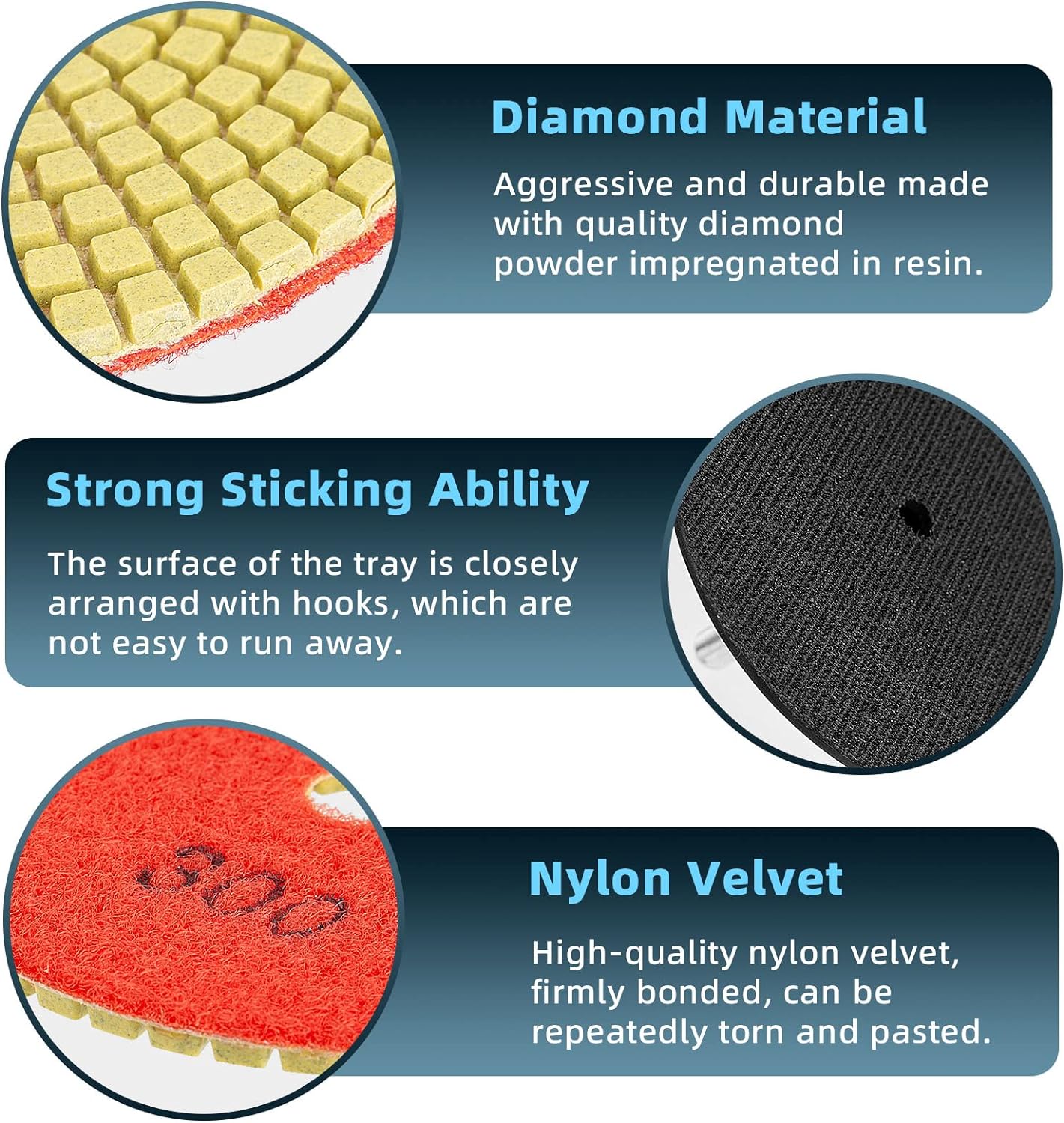 14 Pack 4 Inch Diamond Polishing Pads Kit with 2PCS 5/8’’-11 Backer Pad 12PCS Wet/Dry Polish Pad Set for Drill Grinder Polisher 50-8000 Grit Pads for Granite Marble Stone Concrete Countertop Quartz