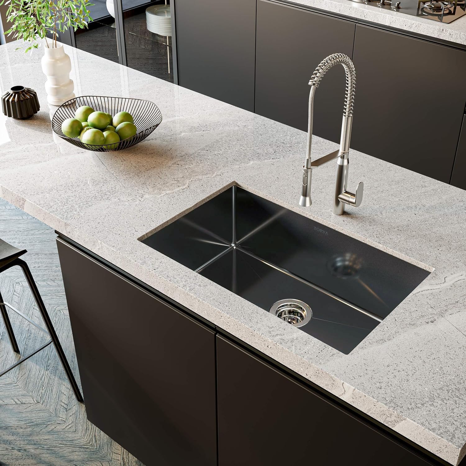Undermount Kitchen Sink, Premium 304 Stainless Steel Bar Sink - 10 Inches Deep Basin Single Bowl Sink