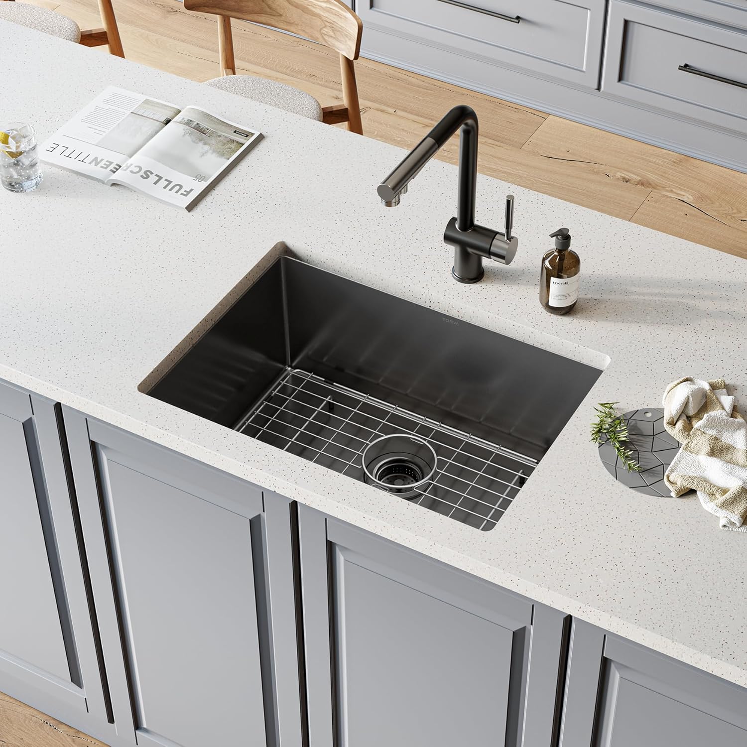 Undermount Kitchen Sink, Premium 304 Stainless Steel Bar Sink - 10 Inches Deep Basin Single Bowl Sink