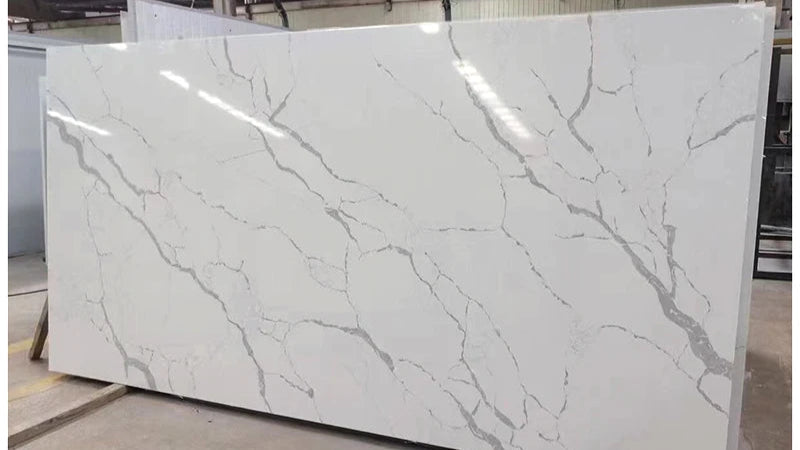 Artificial Calacatta white Quartz Stone Countertop Slabs Vietnam Quartz Slabs