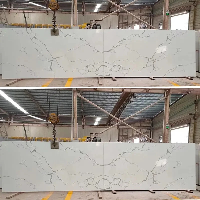Artificial Calacatta white Quartz Stone Countertop Slabs Vietnam Quartz Slabs
