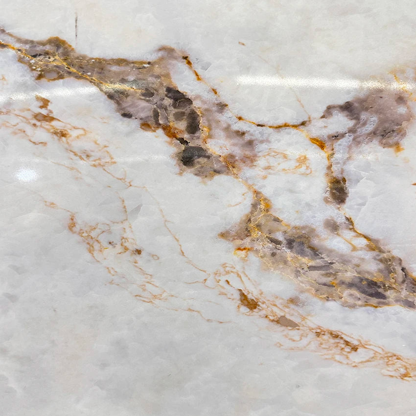 Calacatta Gold Veins 3D Ink Printed Quartz Stone Vietnam Quartz Slabs