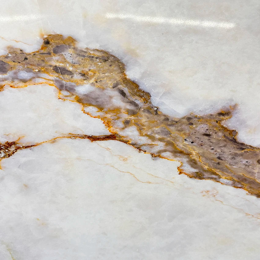 Calacatta Gold Veins 3D Ink Printed Quartz Stone Vietnam Quartz Slabs