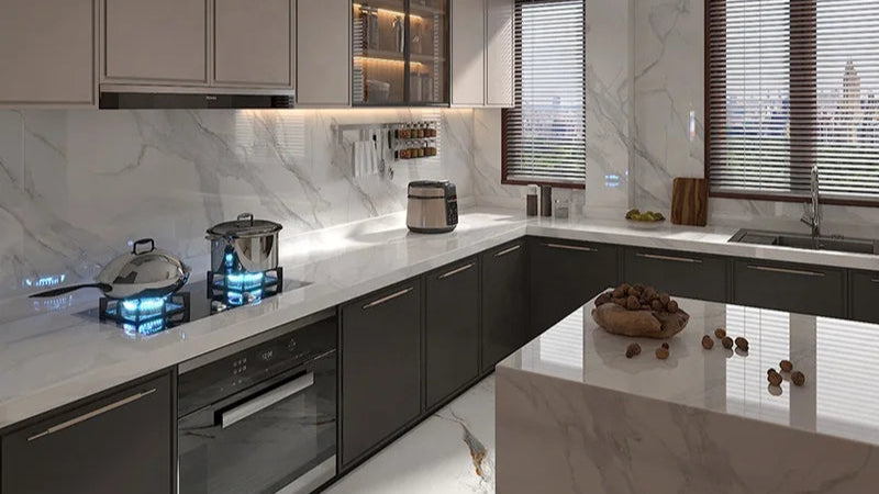 Artificial Calacatta white Quartz Stone Countertop Slabs