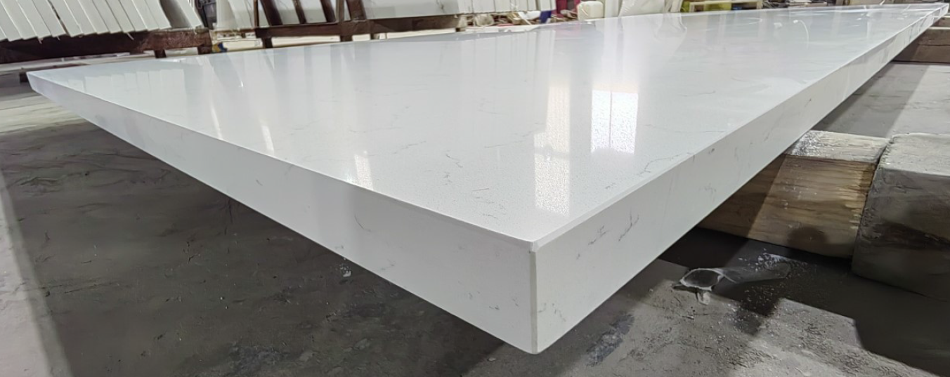 VN4018 Bianco Tiza Carrara White Quartz Slabs Vietnam